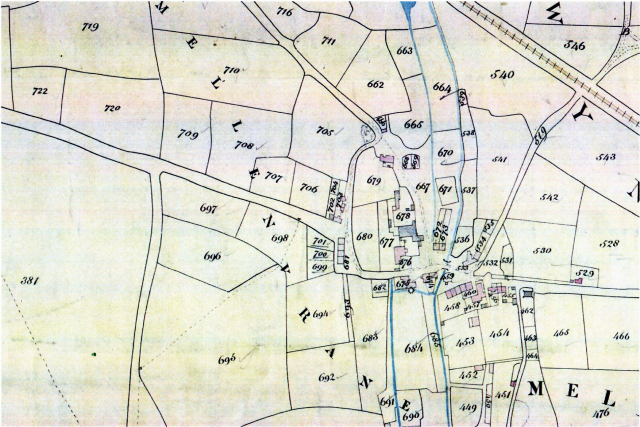 Tithe map extract Angarrack centre 1840s